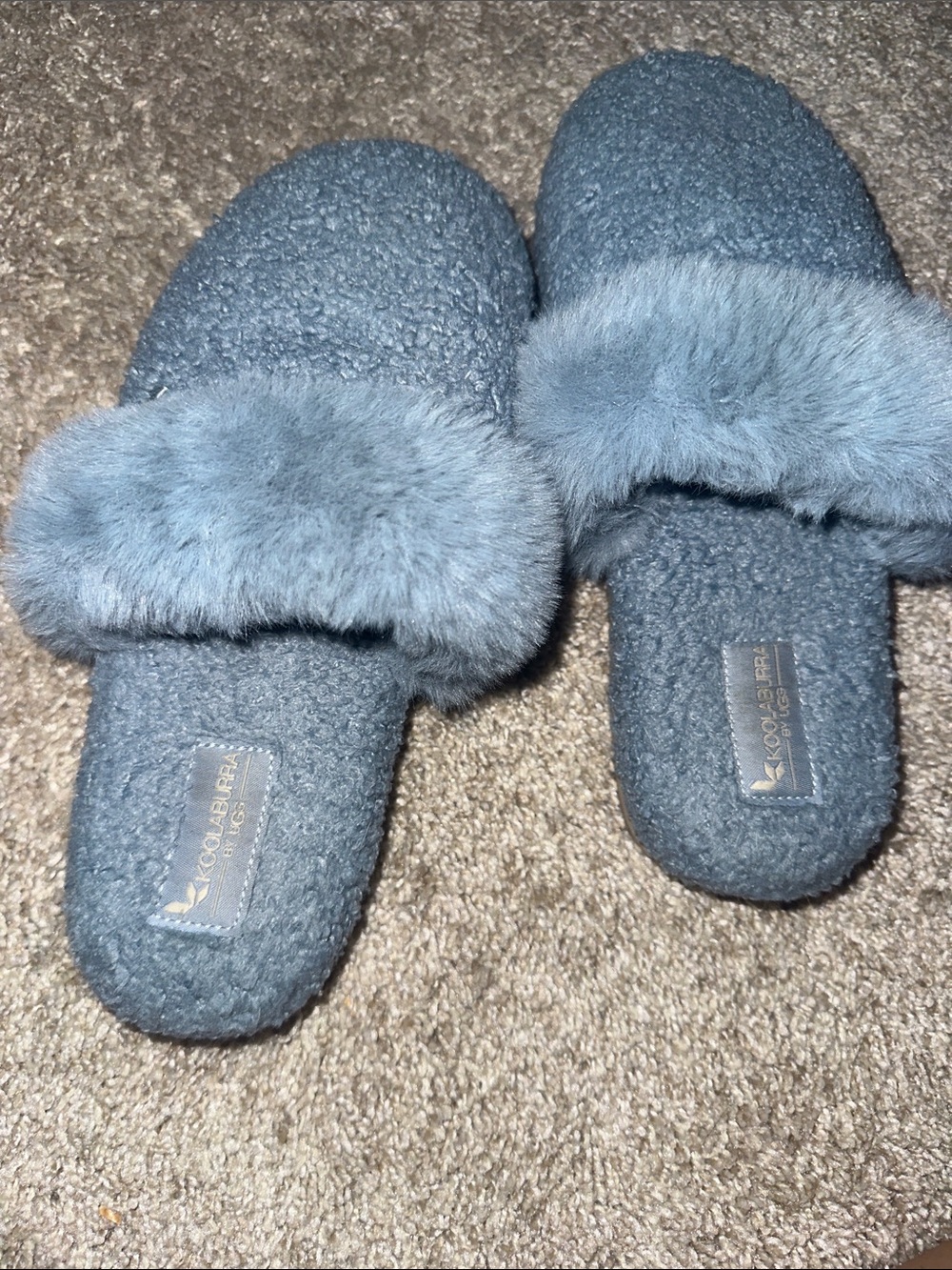 Koolaburra Blue Faux Fur Slide Slippers